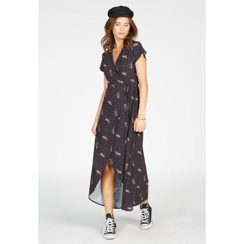 Butterfly Dress Acid Wash Maxi with Leg Slits