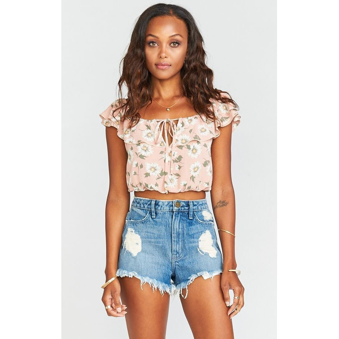 Darla Top ~ Daisy Duke Floral Pebble