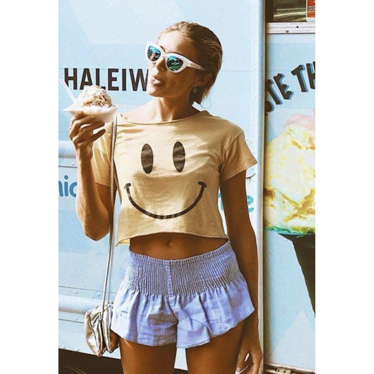 Smiley Shirt Crop Top
